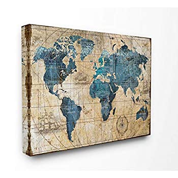 【中古】【輸入品・未使用】Stupell Industries ヴィンテージ 抽象 世界地図デザイン 装飾用壁掛け 24x30 ccp-394_cn_24x30