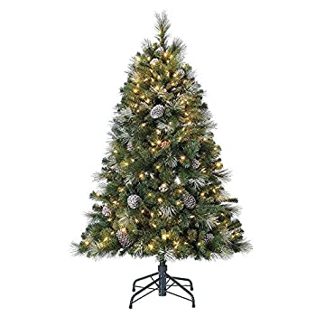【中古】【輸入品・未使用】Home Heritage リンカーン ライト付き マルチカラー LED クリスマスツリー 松ぼっくり&グリッター付き 5 ft. グリーン TG50M3ABAD02