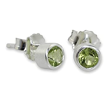 【中古】【輸入品・未使用】Novicaペリドット。925スターリングシルバーボタンイヤリング'ライト'