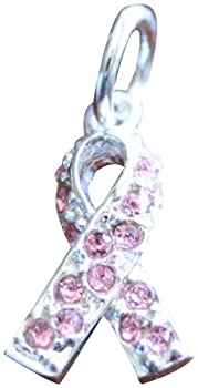 【中古】【輸入品・未使用】Breast Cancer Awarenessリボンチャーム???スターリングsilver-pinkピンククリスタル???リボン