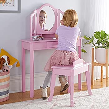 【中古】【輸入品・未使用】女の子用鏡台　バニティとスツール　Guidecraft Vanity and Stool Children's Furniture - Pink G87403 [並行輸入品]