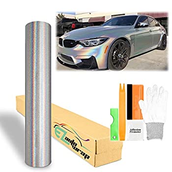 【中古】【輸入品・未使用】EZAUTOWRAP フリーツールキット サイケデリック シルバー グロス メタリック レインボー ホログラフィック ビニール ラップ ステッカー 60%ダブル