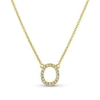 【中古】【輸入品・未使用】London Fine Jewelry A~Z 0.15カラット 天然ダイヤモンド イニシャルネックレス 女性用 モノグラム文字ネックレス 16~20インチ 延長可能 14Kゴー
