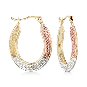 【中古】【輸入品・未使用】Ross-Simons14kt3色ゴールド楕円形フープピアス3/4インチ