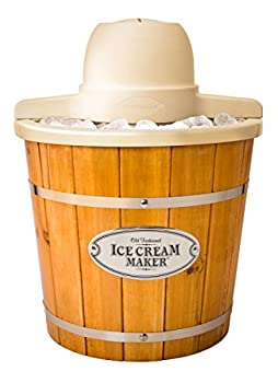 šNostalgia ICMP400WD Vintage Collection 4-Quart Wood Bucket Electric Ice Cream Maker with Easy-Clean Liner by Nostalgia