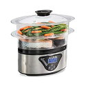 【中古】Hamilton Beach デジタルフードスチーマー 素早い健康的な料理に 積み重ねられる2段ボウル付き 野菜やシーフードとライスバスケット付き 5....