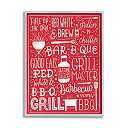 【中古】Stupell Industries Fire Up Grill サマーBBQフレーズ レッド ホワイト アマンダ・マクギーによるデザイン グレーフレームウォールアート 24 x 3(2)