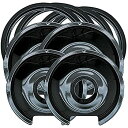 【中古】Range Kleen P1056RGE8 スタイルD ブラック磁器 4パック ドリップパン 4パック トリムリング GE/Hotpoint用