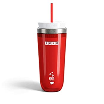 yÁzygpJz(Red) - Zoku Iced Coffee or Tea Maker - Red Spill resistant insulated Travel mug