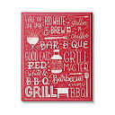 【中古】Stupell Industries Fire Up Grill サマーBBQフレーズ レッド ホワイト アマンダ・マクジーによるデザイン キャンバスウ...