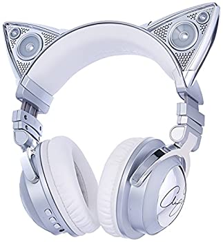 【中古】Brookstone 限定版 アリアナ グランデ ワイヤレス 猫耳ヘッドホン 外部スピーカー Bluetooth マイク 色が変化するアクセント付き