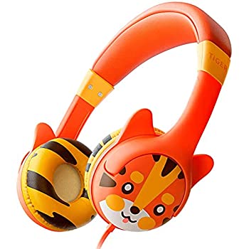 楽天AJIMURA-SHOP【中古】KidRox Tiger-Ear キッズ用ヘッドホン 85dB 音量制限 調節可能で安全な聴覚保護 絡まないケーブル 有線オンイヤーイヤホン 子供 幼児 男の子 女