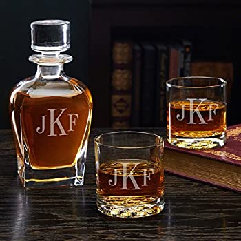 【中古】【輸入品・未使用】クラシックモノグラムEngravedDecanterandWhiskeyガラスセット