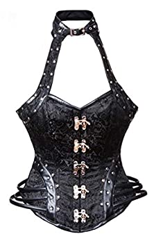 【中古】【輸入品・未使用】Charmianレディーススチームパンクゴシックホルター高耐久スチールボーン入りオーバーバストコルセットUSサイズ:Smallカラー:ブラッ