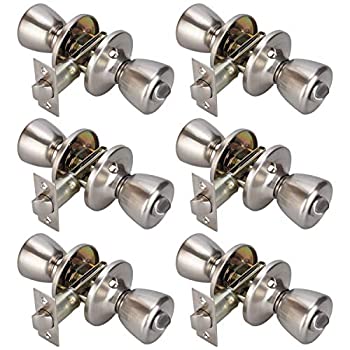 【中古】【輸入品・未使用】(6パック)ベッド/浴室用ドアノブプライバシー用バスルームとインテリアドアチューリップドアロックハンドルサテンニッケル仕上げ5761-SN-B