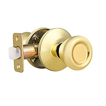 【中古】【輸入品・未使用】通路ドアノブインテリアドアロック光沢真鍮製6個パックチューリップドアノブキーレスドアハンドルゴールドコロニアル通路ドアノブ明るい