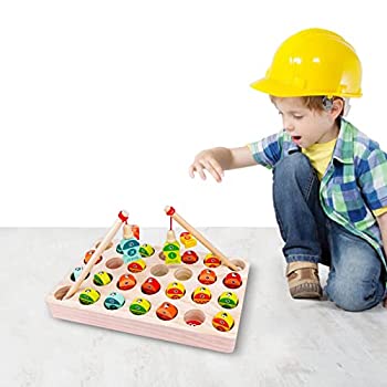 楽天AJIMURA-SHOP【中古】子供のための木製磁気釣りゲーム - 文字ABC番号アルファベットパズルモンテッソーリおもちゃ | 2歳以上の女の子の男の子の子供のための就学前の