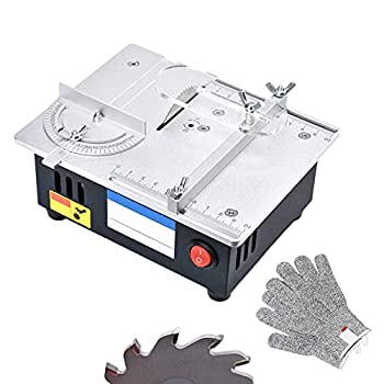 【中古】Mini Table Saws,Portable Table Saws with Seven-Speed Power Adapter,Adjustable Saw Blade,Motor Speed 5000 Rpm And Safety Work Gloves for