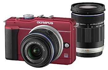 【中古】OLYMPUS ミラーレス一眼 E-PL1s ダブルズームキット レッド E-PL1s TKIT RED