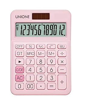 【中古】UNIONE ピンク電卓 明るいLCD搭載 デュアルパワー ハンドヘルドデスクトップパソコン ビジネス..