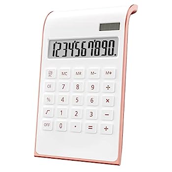 【中古】ローズゴールド電卓 大型LCDディスプレイ付きデスクトップ電卓 10桁太陽光発電 ベーシックオフィス電卓 ローズゴールド オフィスデスク用品 アク