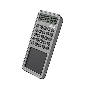 【中古】電卓 おしゃれ デスクトップ電卓メモ電卓ビジネスギフトオフィスの計算機 LCD.手書き板12桁 卓上計算機 (Color : グレー)