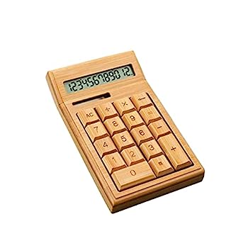 【中古】電卓 竹製木製電卓 標準機能卓上電卓 12桁大型ディスプレイ付き (ブラウン)