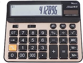 【中古】卓上電卓、標準電卓、卓上電卓、大型 LCD ディスプレイと高感度ボタンとバッテリーを備えたデスクトップ電卓 14 デュアルパワー標準機能