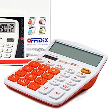 【中古】OFFIDIX オフィス用卓上電卓 ソーラーパネルと電池のデュアルパワー使用 携帯可 12桁 大型液晶ディスプレイ ブルー オレンジ