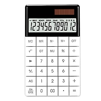 【中古】電卓 12桁のタブレットボタン電卓デュアル電源電卓ポータブル学校の学生オフィス金融用品 商売電卓/ビジネス用/家庭用/テレワーク (Size:Free Si
