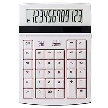 Rakuten - 【中古】電卓 計算機 大画面のデスクトップオフィス電卓ポータブルソーラーのデュアルパワーサプライ 電卓 携帯便利 (色 : 白, Size : 19.4x14cm)