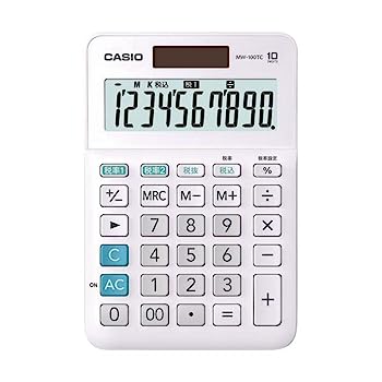 【中古】（まとめ）カシオ W税率電卓 10桁ミニジャストタイプ ホワイト MW-100TC-WE-N 1台【×5セット】