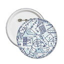 【中古】ブルー ハンドペイント 数学定規 電卓 イラスト ピン バッジ ボタン エンブレム アクセサリー デコレーション 5個