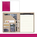 【中古】フォルダー クリップボード本革ノート 職人 手作り A4 ペンホルダー 付 本革 ビジネスノート スケジュール帳ペンホルダー電卓付き 事務用品 オフ