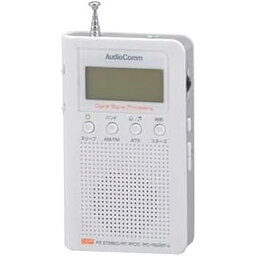 【中古】AudioComm AM/FM デジタル選局（DSP）ラジオ　ホワイトオーディオコム RAD-F6228M-W(07-7909