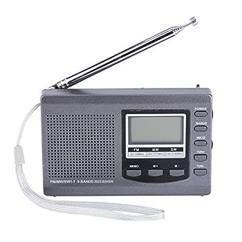 【中古】ミニポケットラジオ FMステレオラジオ 受信範囲広い（FM MW SW ） 24時間制 目覚まし時計 携帯便利 操作簡単(グレー)