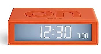【中古】Lexon フリッププラス トラベル リバーシブル LCD 目覚まし時計 ラジオコントロール - オレンジ