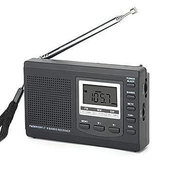 【中古】【未使用未開封】FMラジオ ポータブルミニラジオ FM/MW/SWレシーバー 高感度FMラジオレシーバー デジタル目覚まし時計付き ブラック