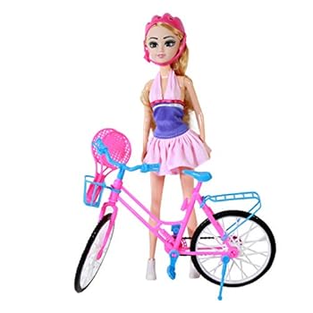 【中古】TychoTyke ごっこ遊び人形セット 自転車とスポーツ用品付き 3色 10インチ ブルー 4PCDLBKPINK