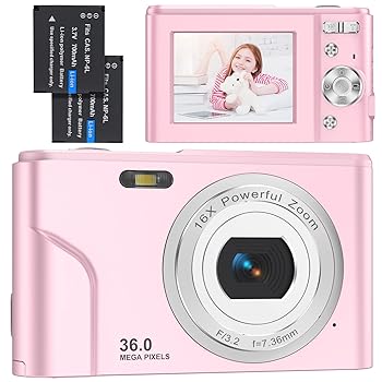 【中古】IVECNSTU デジタルカメラ FHD 1080P 36MP Vlog用カメラ 充電式ミニコンパクトポケットカメラ L..