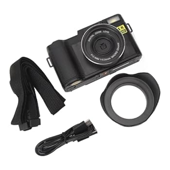 【中古】スマートデジタルカメラ、オートフォーカス アンチシェイク 52mmインターフェース 48MP 4Kデジタルカメラ、ライフレコーディング用 (ブラック)