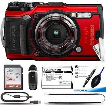 【中古】Olympus Tough TG-6 防水カメラ レッド -64GB ベーシックバンドル