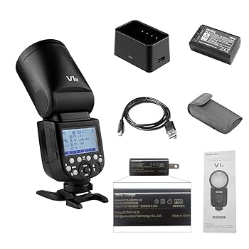 【中古】Godox V1-N フラッシュストロボ 76Ws 2.4G TTLラウンドヘッドフラッシュスピードライト Nikon D5300 D750 D850 D7100 Z7 用