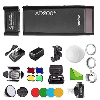 【中古】Godox AD200Pro および ML-CD15 フラッシュ ディフューザー、BD-07/AD-S2 S11 S15、フラッシュ ストロボ スピードライト 200Ws 2.4G、0.01-1.8s