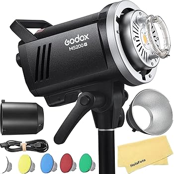 【中古】Godox MS200-V MS200V 200W コンパクトスタジオストロボフラッシュライ,2.4G X システム 10W L..