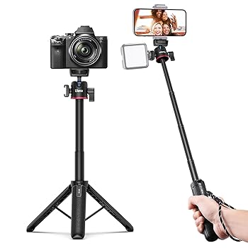 【中古】Ulanzi MT-73 ミニカメラ三脚 4段伸縮 自撮り棒 コールドシュー付き 卓上三脚 360度自由雲台 スマホ三脚 1/4ネジ穴 持ち運び便利 vlog ビデオ セ