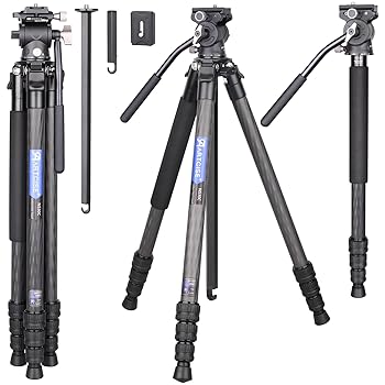 【中古】カーボン 三脚 ARTCISE 2024年最新デザイン 耐荷重15kg プロ撮影機械 軽量設計26mmパイプ径 全高1600mm コンパクトトラベル三脚 4段 ナットロッ