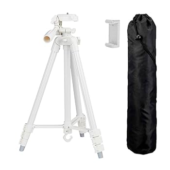 【中古】三脚 スマホ ビデオカメラ 一眼レフ コンパクト ホワイト スマホ三脚 伸縮 雲台 クイックシュー