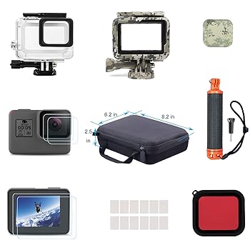 【中古】Lowpter アクセサリーセット GoPro Hero7 ブラック/6/5用 防水ハウジングケース/防水フローティングハンドグリップ/キャリーケース/レッドフィル