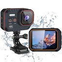 【中古】4Kアクションカメラ40MPWIFI外部制御水中40m防水スポーツカム、2インチLCDスクリーン、IP68防水、Yutube/Vlogビデオ用統合WI-...